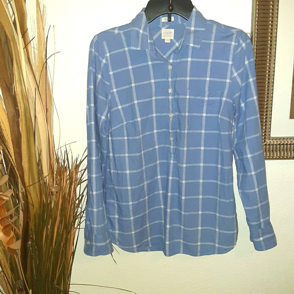 J.Crew perfect fit gingham shirt blue size s